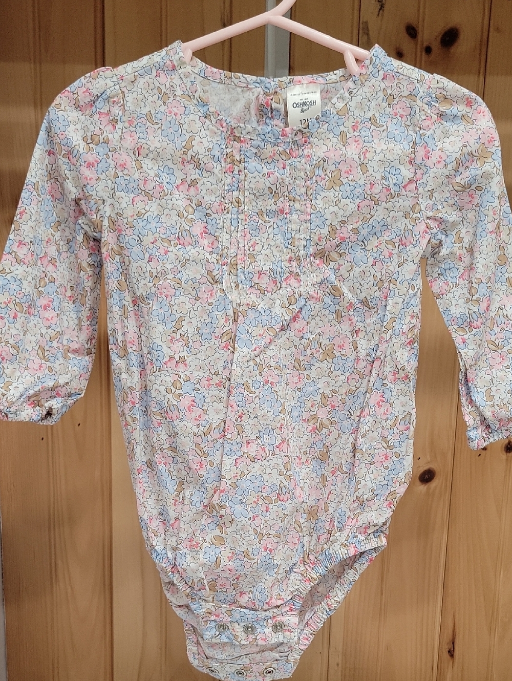 OshKosh B'gosh Baby Floral Long Sleeve Bodysuit - Pink Blue Tan